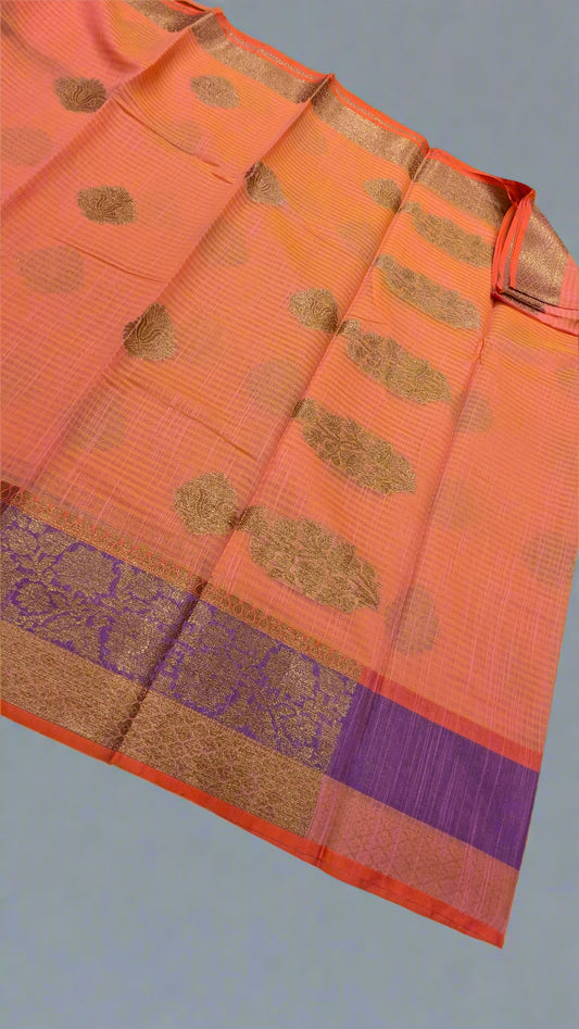 🌸 Peach colored Handloom Linen Elegance 🌸