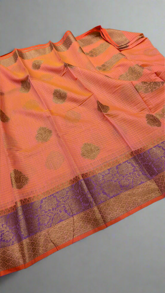 🌸 Peach colored Handloom Linen Elegance 🌸