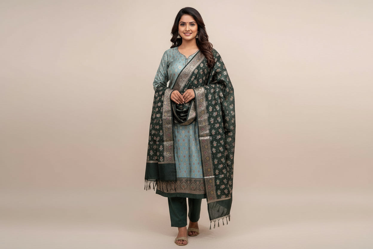 Banarasi 3-Piece Meenakari Dress Material – VLS 440