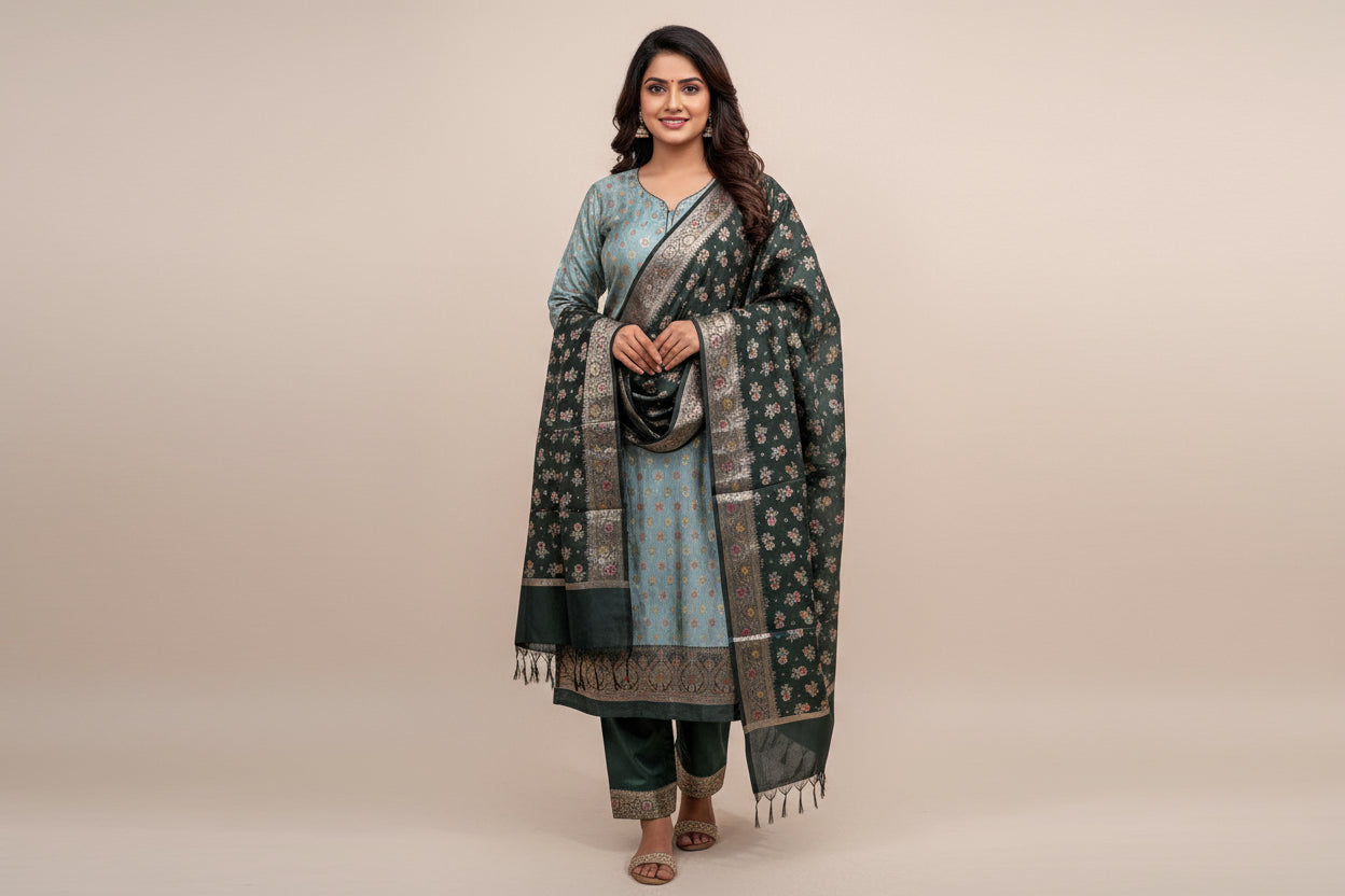 Banarasi 3-Piece Meenakari Dress Material – VLS 440