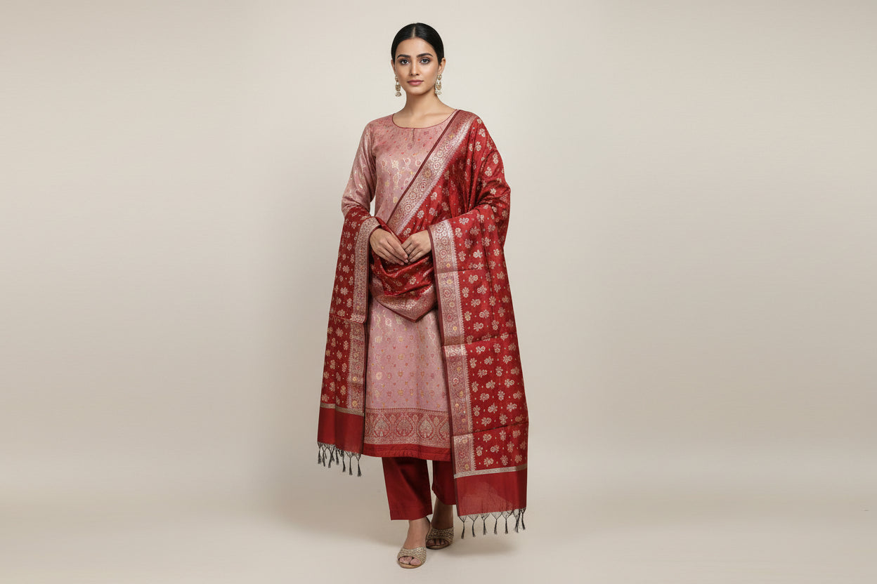Banarasi 3-Piece Meenakari Dress Material – VLS 440