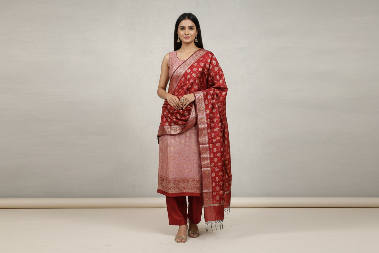 Banarasi 3-Piece Meenakari Dress Material – VLS 440
