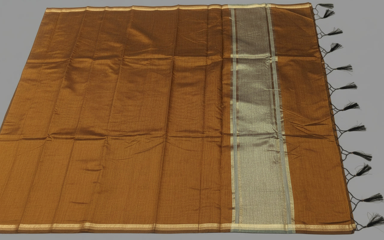 Maheshwari Cotton Plain Saree with Zari Border – VLS 456