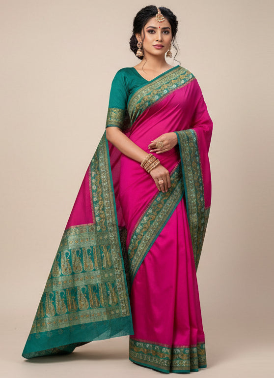 VLS 458 – Khaddi Chiffon Plain Saree with Tilfi 3-Type Zari Weave | 4 Colour Variants