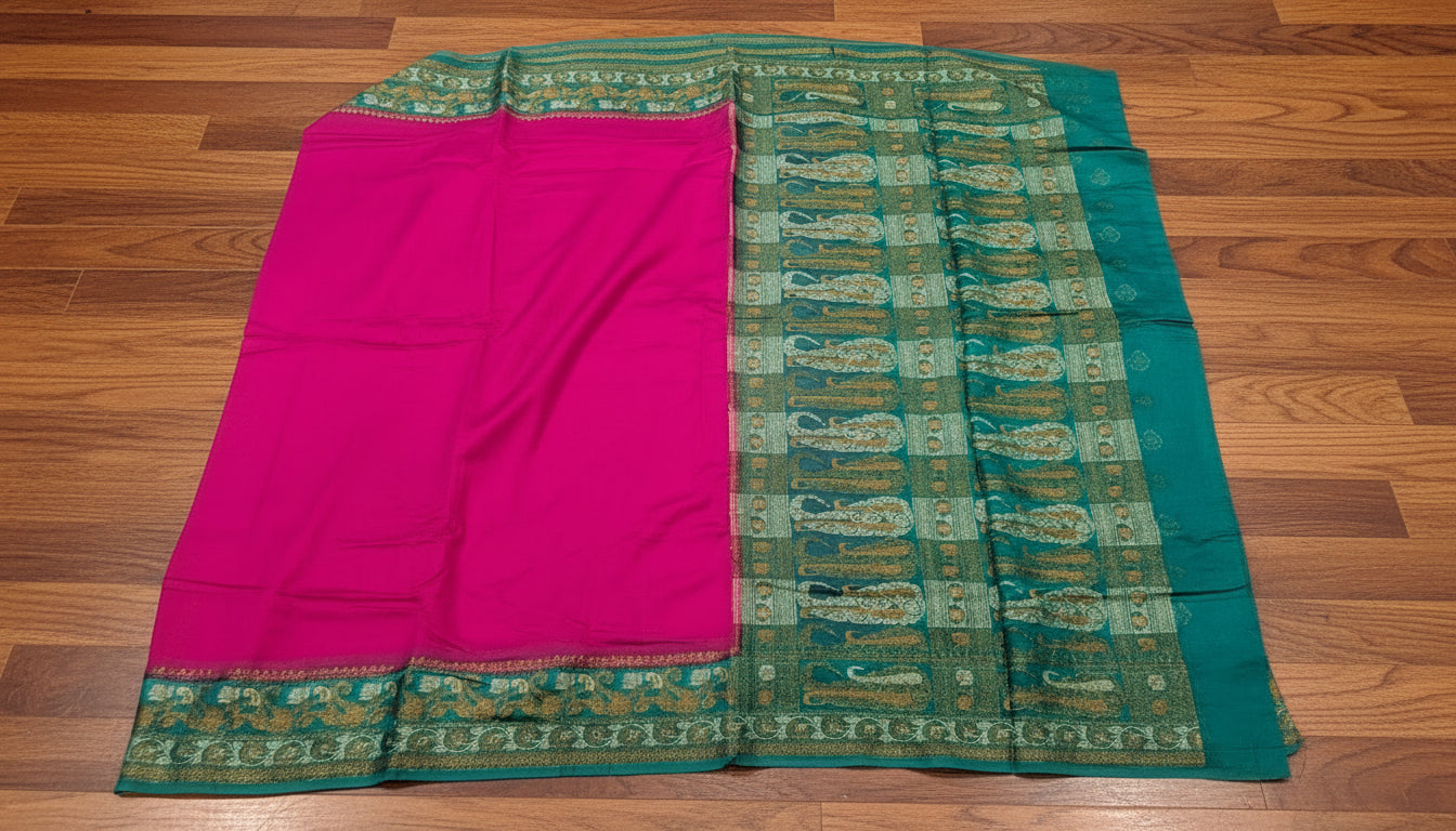 VLS 458 – Khaddi Chiffon Plain Saree with Tilfi 3-Type Zari Weave | 4 Colour Variants