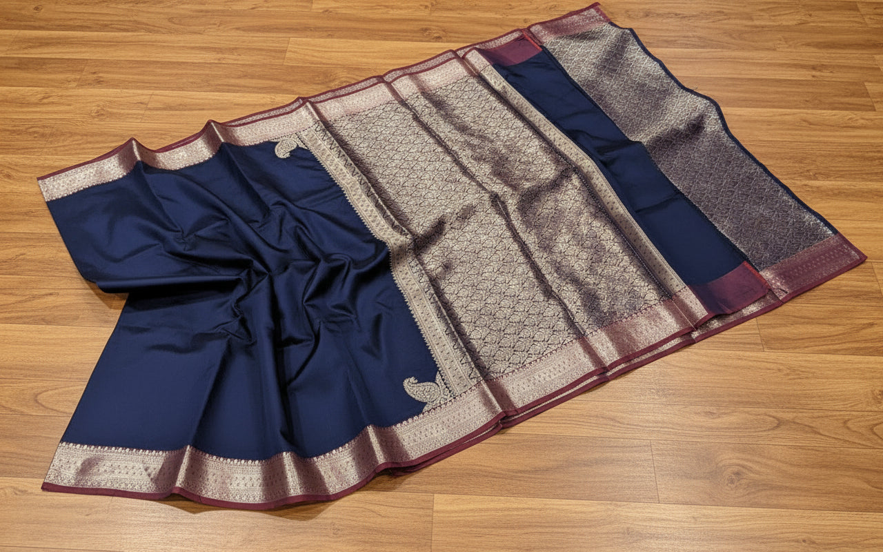 ✨ VLS 462 – Katan Soft Silk Saree with Rich Brocade Pallu & Blouse