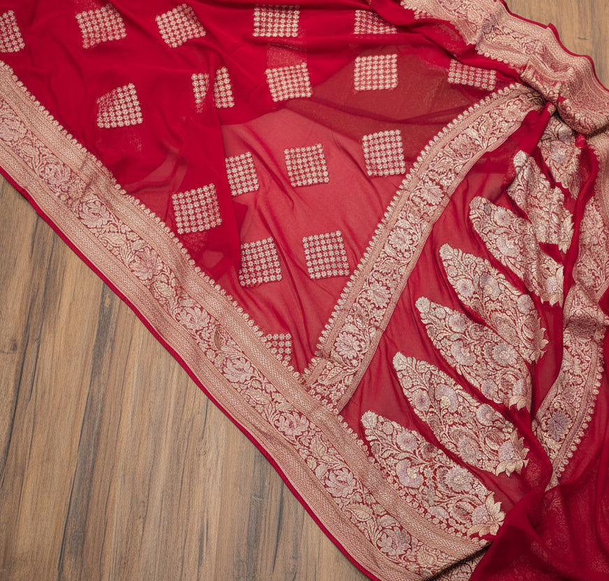 ✨ VLS 469 – Banarasi Designer Handloom Pure Khaddi Georgette Saree ✨