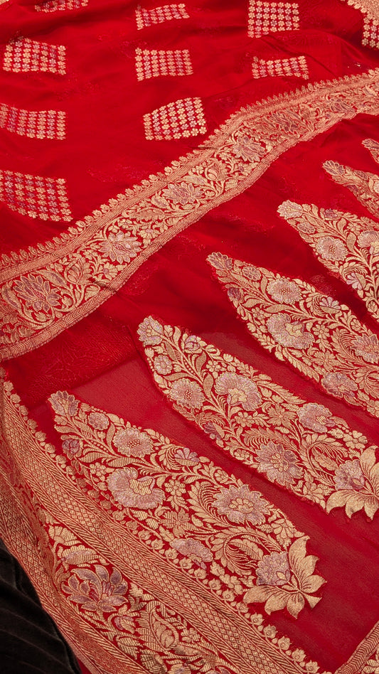 ✨ VLS 469 – Banarasi Designer Handloom Pure Khaddi Georgette Saree ✨