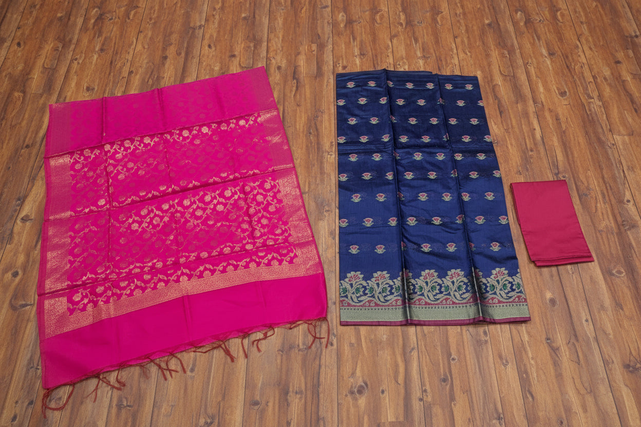 VLS 473 – Cotton Silk 3-Piece Banarasi Dress Material