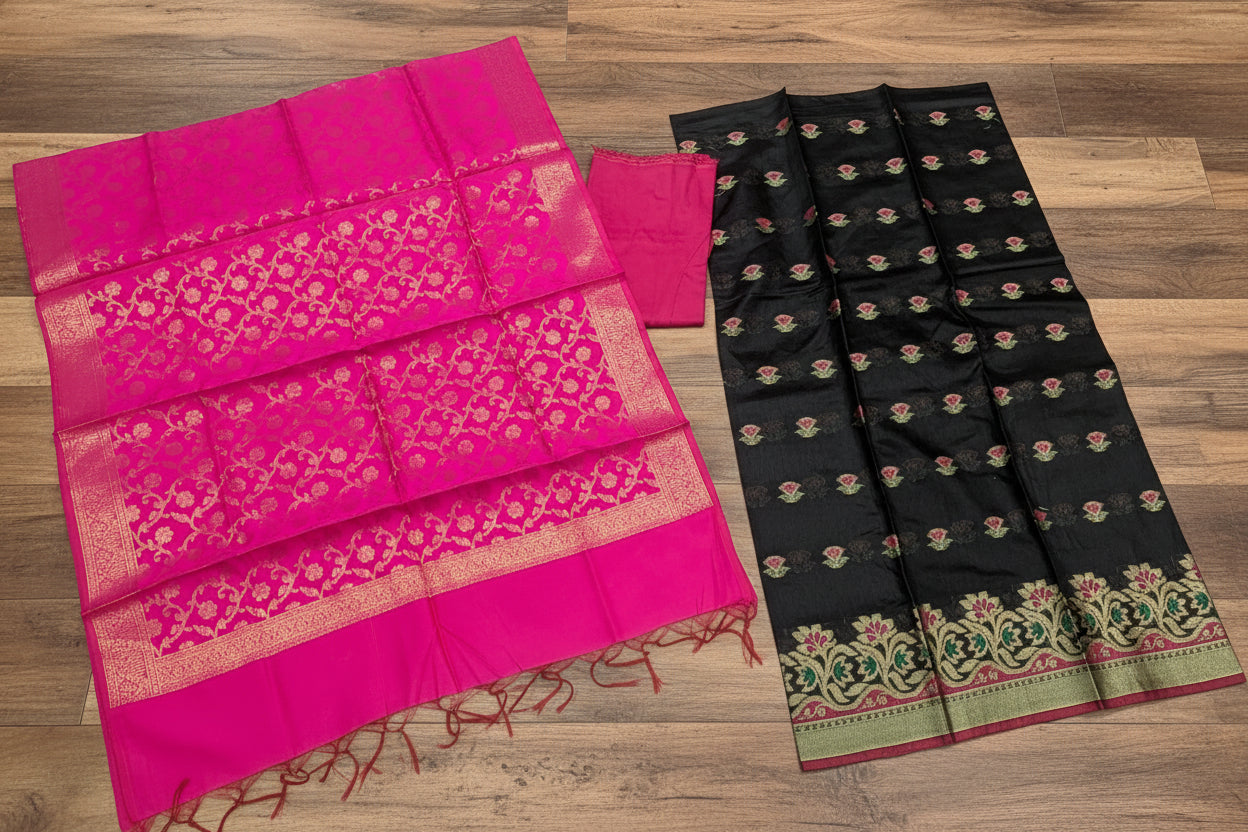 VLS 472 – Cotton Silk 3-Piece Banarasi Dress Material