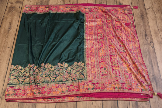 VLS 471 – Dupion Silk Banarasi Saree with Dabka Meenakari Handwork & Madhubani Border