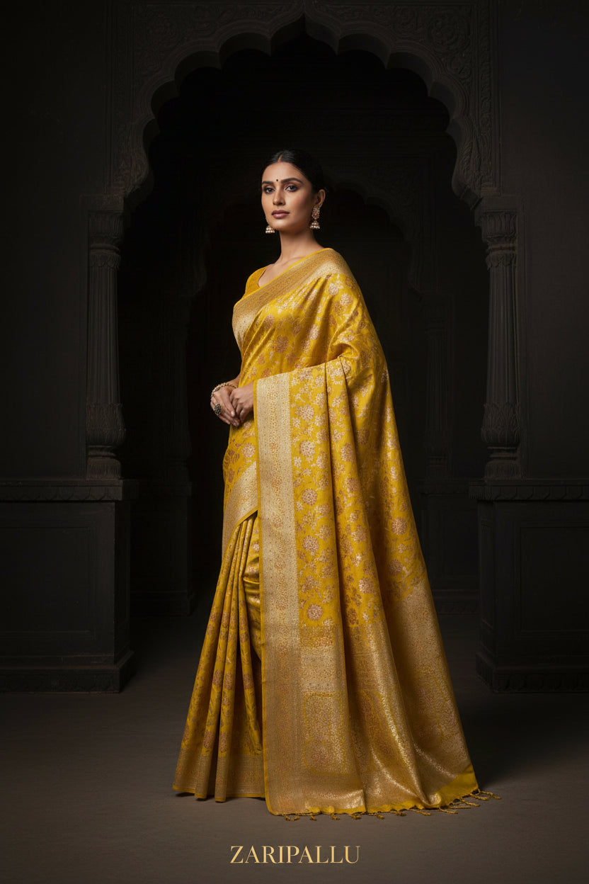 VLS 488 – Pure Katan Silk Pitambari Saree with All-Over Meenakari Weaving