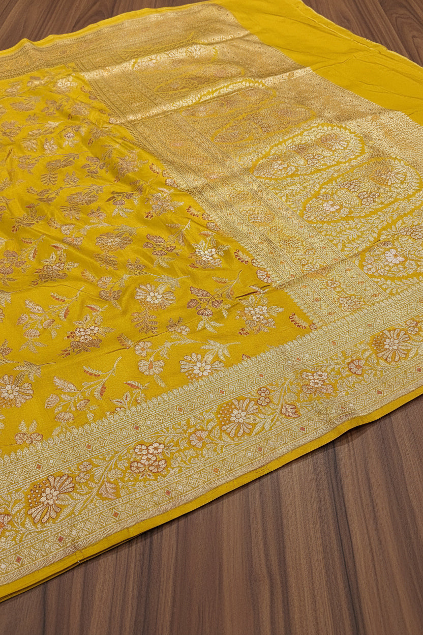 VLS 488 – Pure Katan Silk Pitambari Saree with All-Over Meenakari Weaving