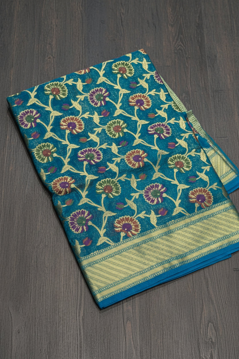 VLS 503 — Pure Banarasi Silk Georgette Full Meenakari Saree with Zari Brocade Blouse