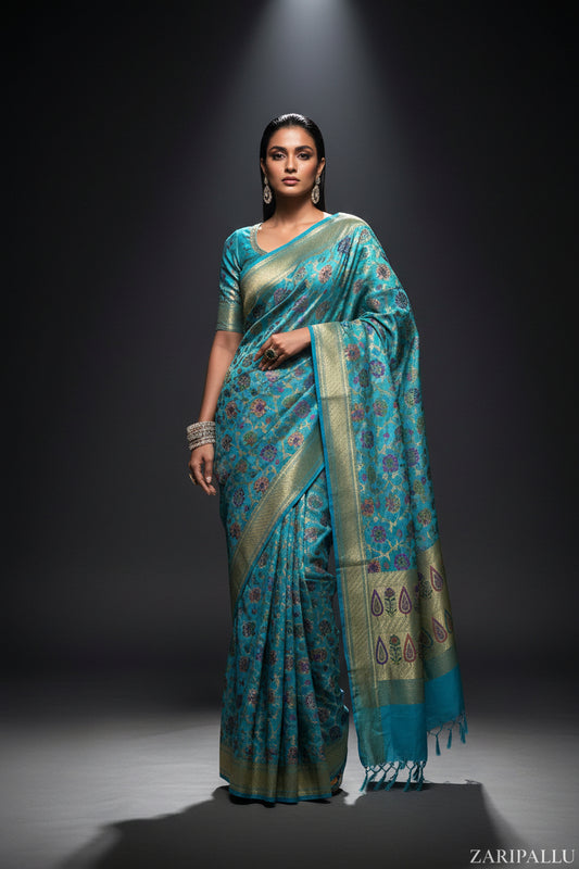 VLS 503 — Pure Banarasi Silk Georgette Full Meenakari Saree with Zari Brocade Blouse