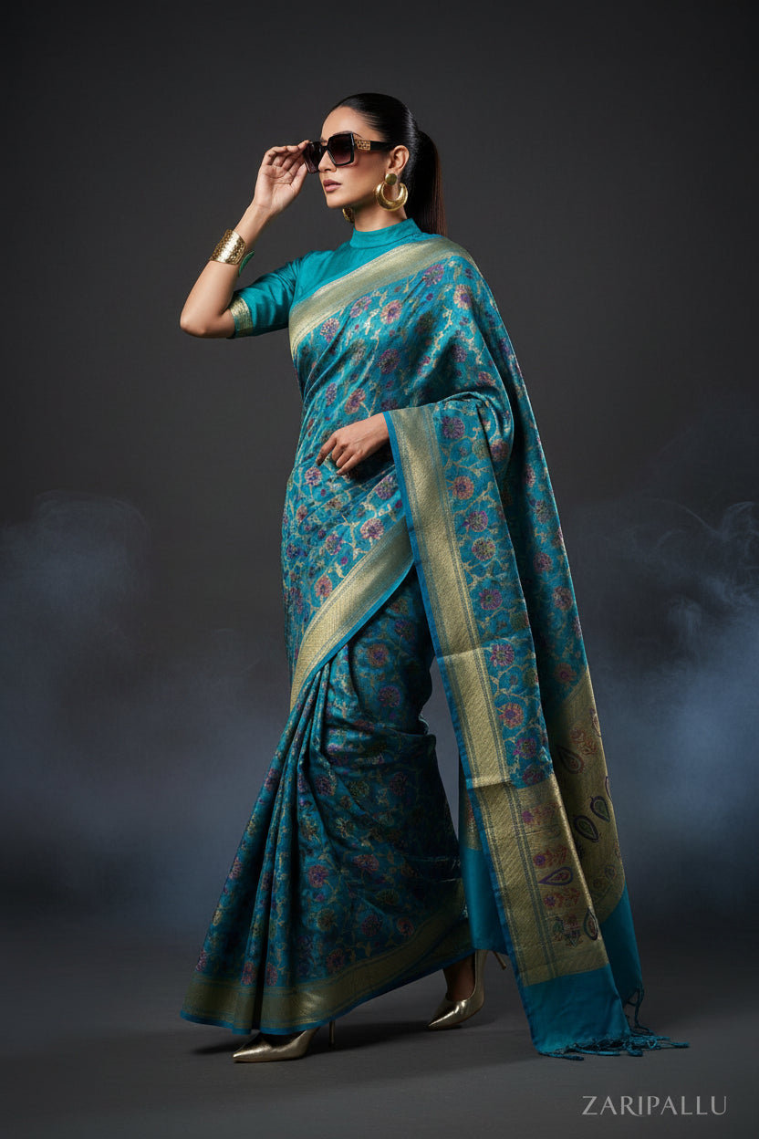 VLS 503 — Pure Banarasi Silk Georgette Full Meenakari Saree with Zari Brocade Blouse