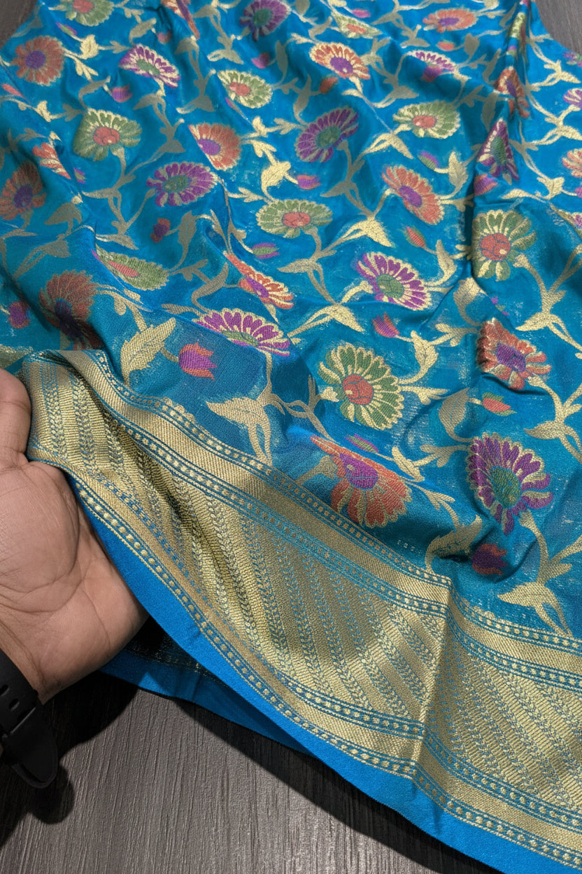 VLS 503 — Pure Banarasi Silk Georgette Full Meenakari Saree with Zari Brocade Blouse