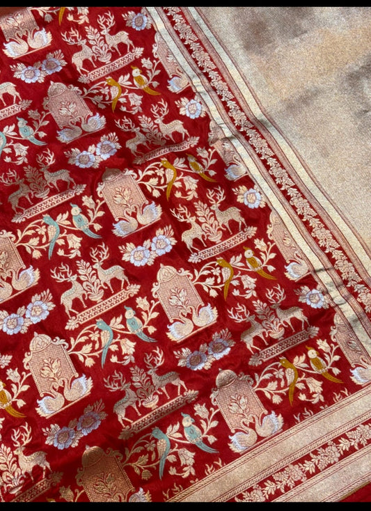 Exclusive Pure Handloom Silk Katan Saree – A Madhubani Masterpiece