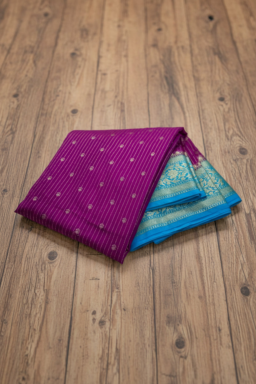 VLS 478 – Banarasi Premium Handloom Chiniya Dyeable Silk Saree with Water Double Zari Weaving