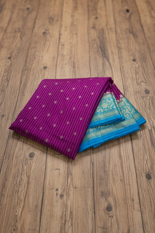 VLS 478 – Banarasi Premium Handloom Chiniya Dyeable Silk Saree with Water Double Zari Weaving