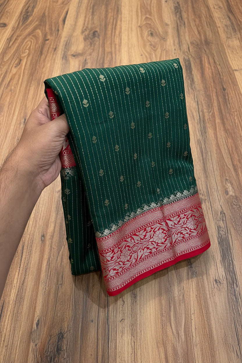 VLS 478 – Banarasi Premium Handloom Chiniya Dyeable Silk Saree with Water Double Zari Weaving