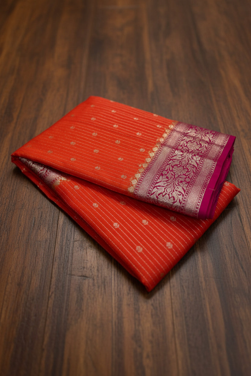 VLS 478 – Banarasi Premium Handloom Chiniya Dyeable Silk Saree with Water Double Zari Weaving