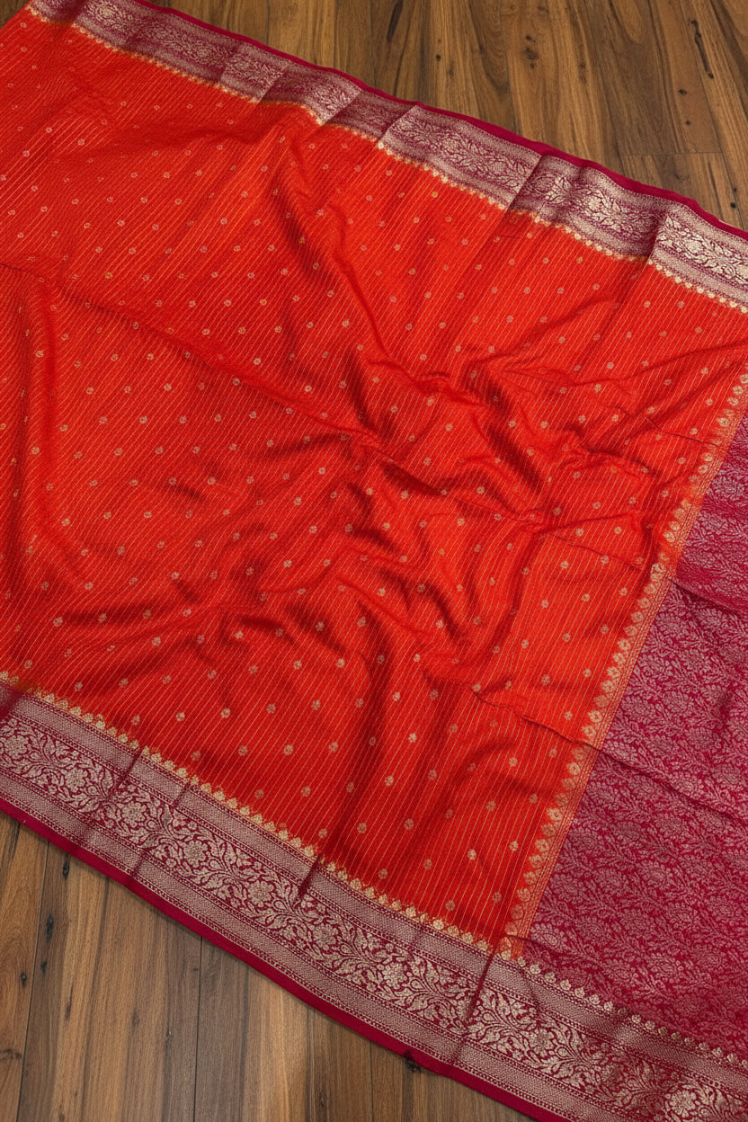 VLS 478 – Banarasi Premium Handloom Chiniya Dyeable Silk Saree with Water Double Zari Weaving