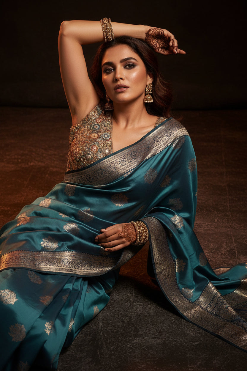 VLS 489 – Mashru Silk Saree with Contrast Pallu & Blouse