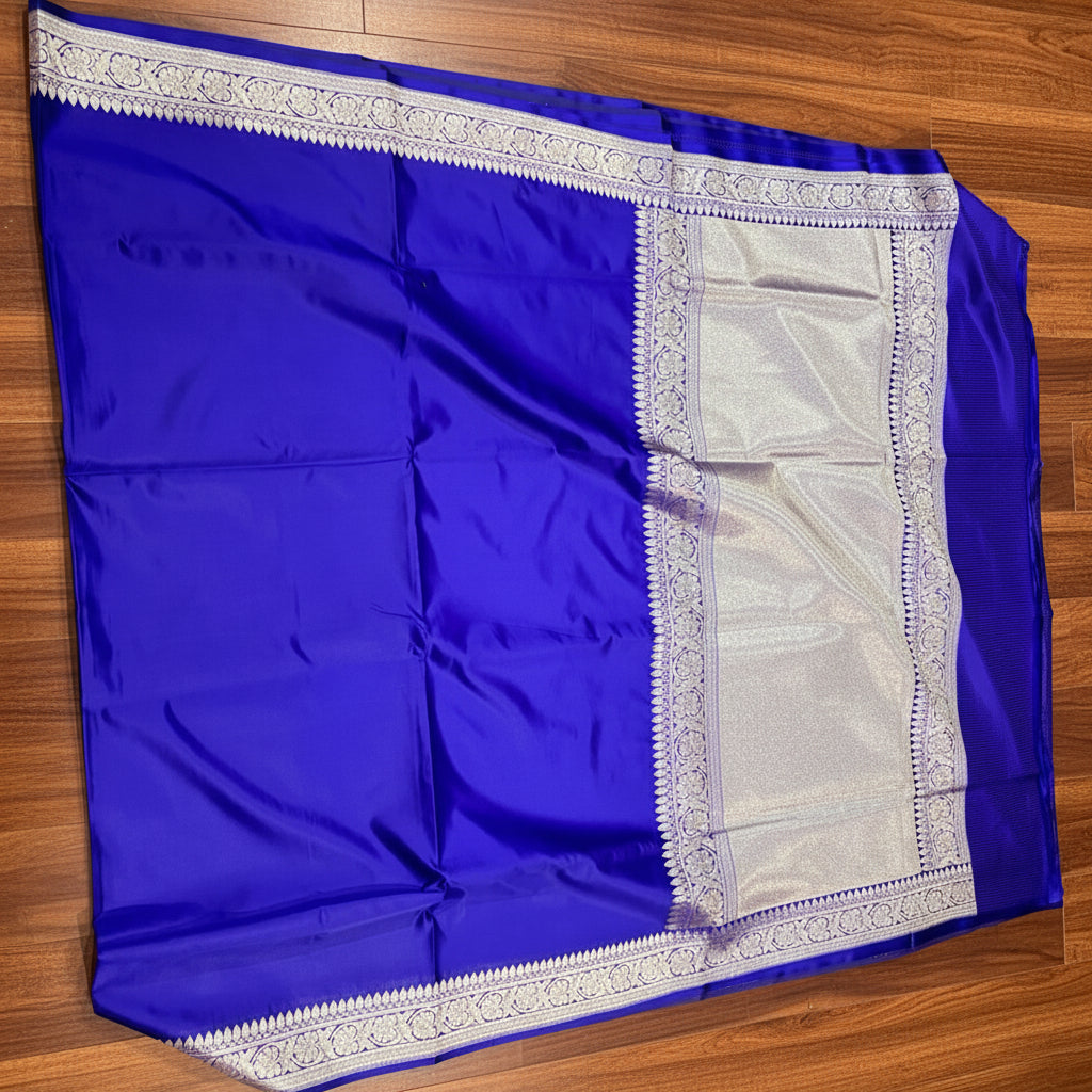 👑 VLS 492 – Royal Blue Banarasi Mashru Katan Silk Saree