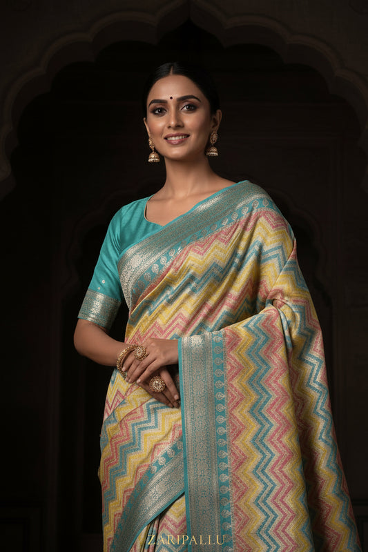 VLS 496 – Banarasi Soft Handloom Khaddi Leheriya Rangkaat Saree
