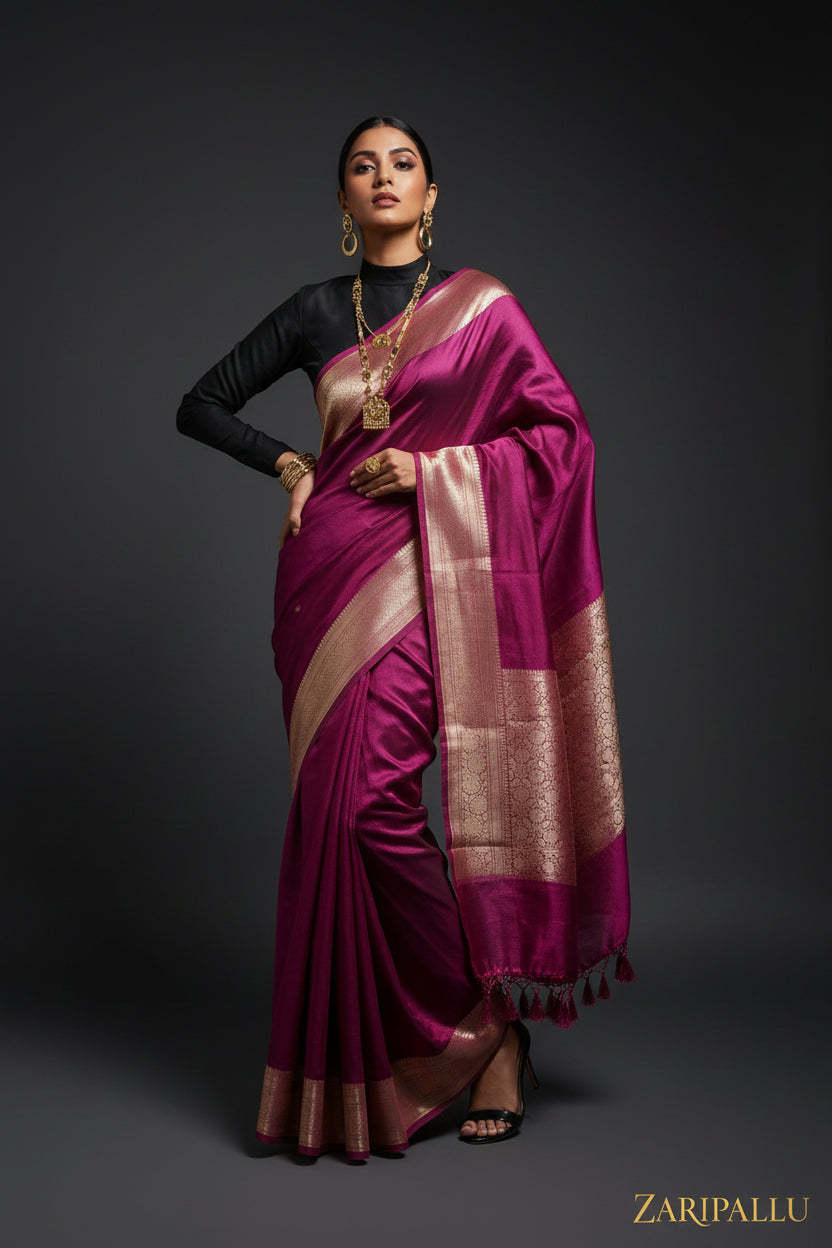 ✨ VLS 497 – Pure Banarasi Katan Tissue Saree with Nakshi Border & Pallu
