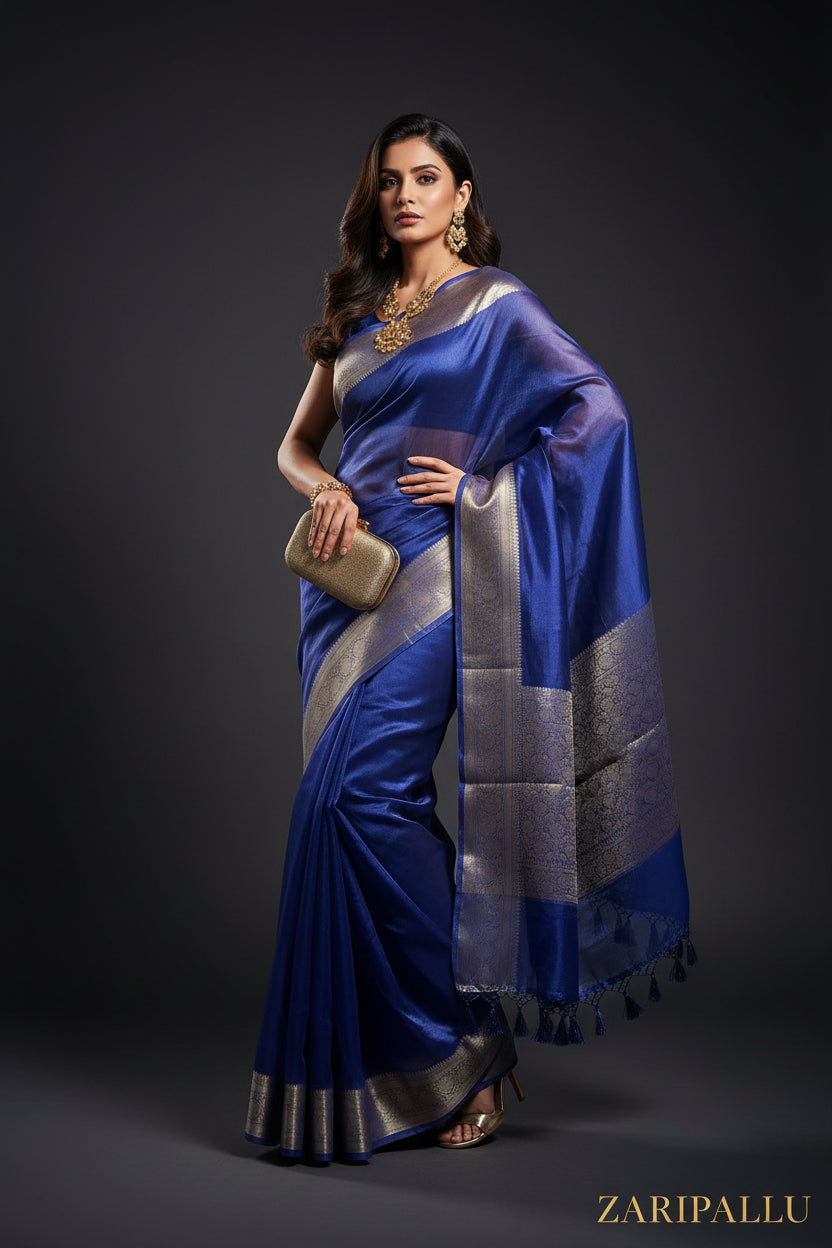 ✨ VLS 497 – Pure Banarasi Katan Tissue Saree with Nakshi Border & Pallu