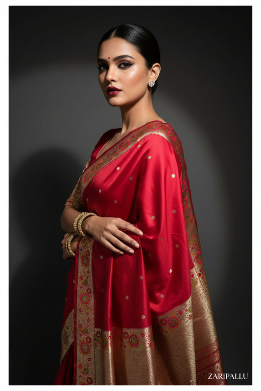 VLS-501 | Banarasi Premium Mashru Katan Silk Saree with Meenakari Pallu & Border