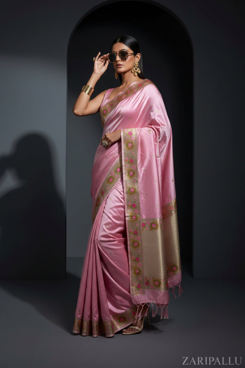 VLS-501 | Banarasi Premium Mashru Katan Silk Saree with Meenakari Pallu & Border
