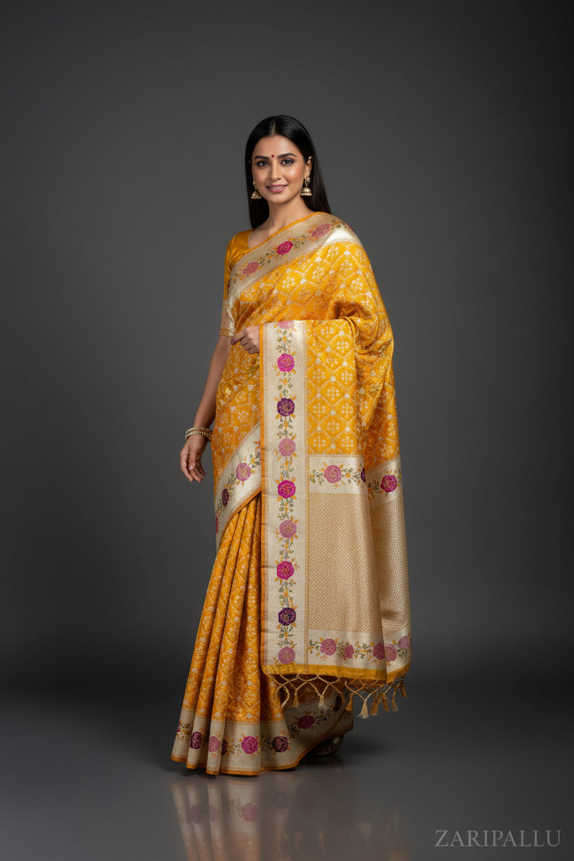 VLS-502 | Banarasi Premium Mashru Katan Silk Saree with Meenakari Pallu & Border