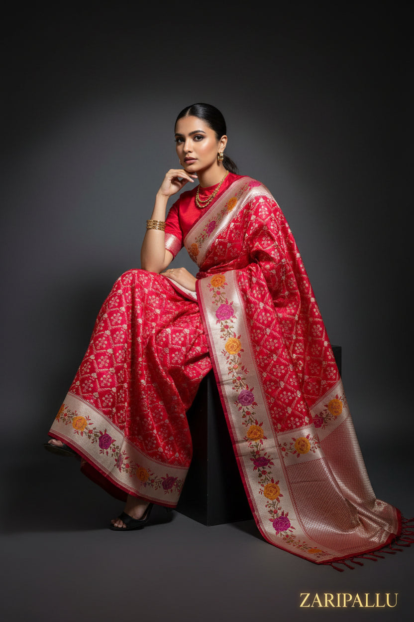VLS-502 | Banarasi Premium Mashru Katan Silk Saree with Meenakari Pallu & Border