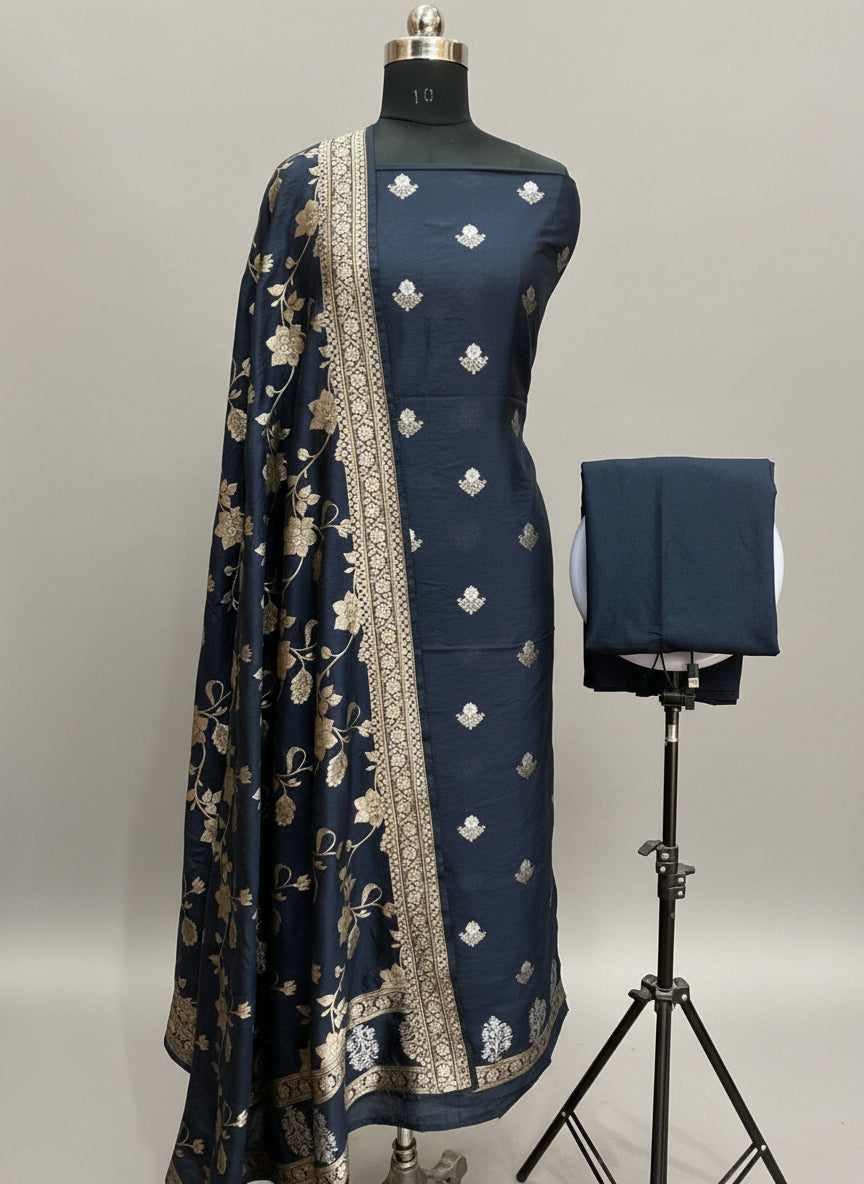 ✨ VLS 457 – Moonga Chiniya Silk 3-Piece Dress Material