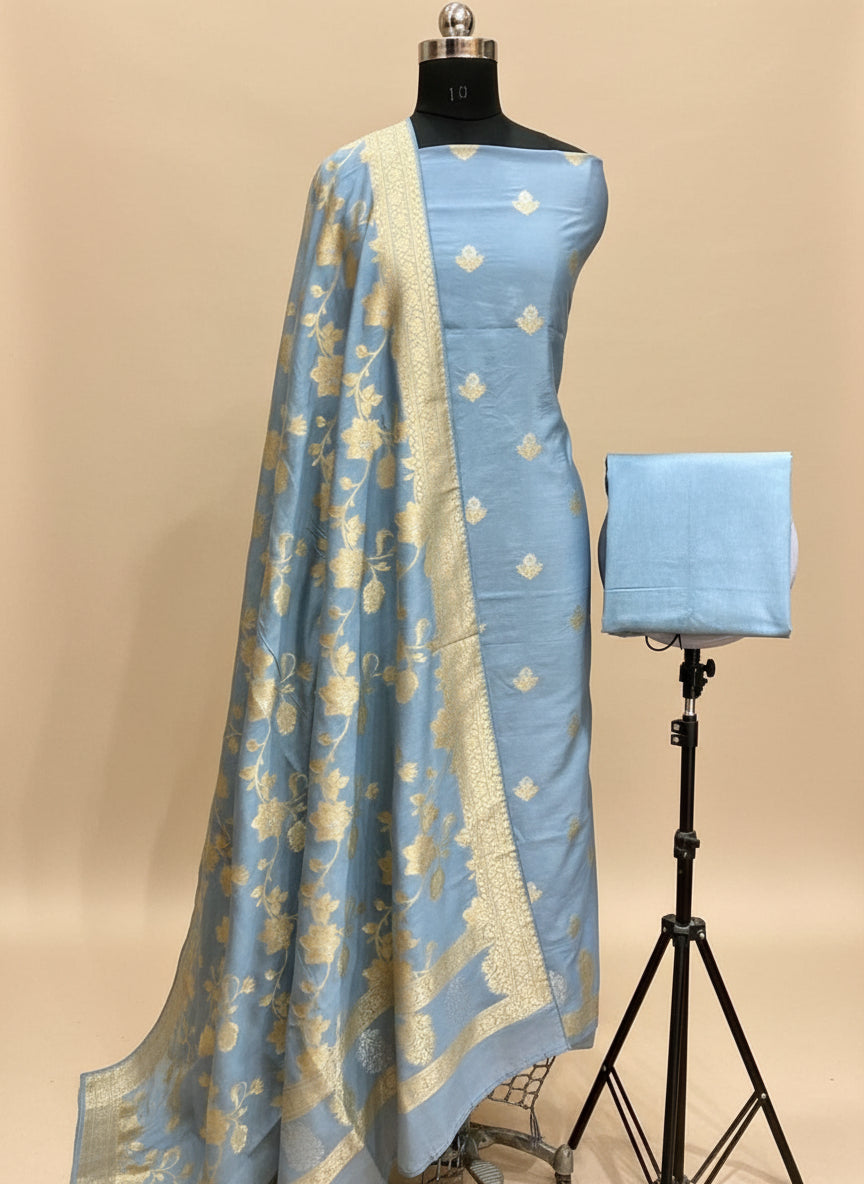 ✨ VLS 457 – Moonga Chiniya Silk 3-Piece Dress Material
