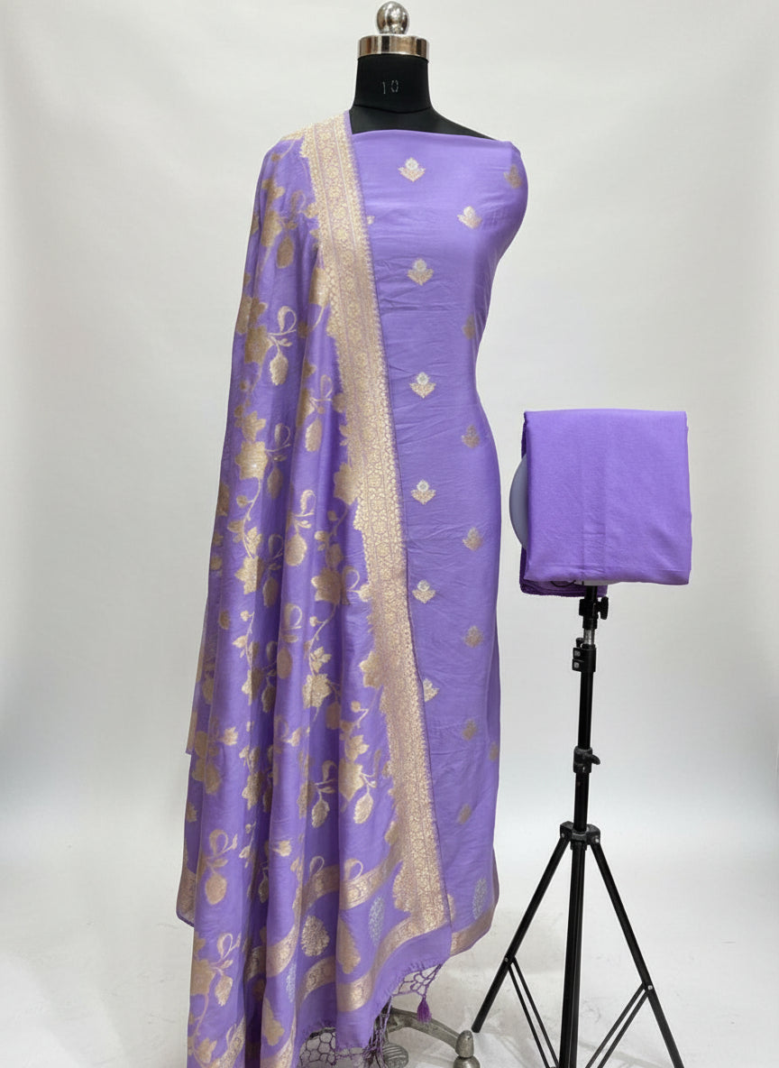 ✨ VLS 457 – Moonga Chiniya Silk 3-Piece Dress Material