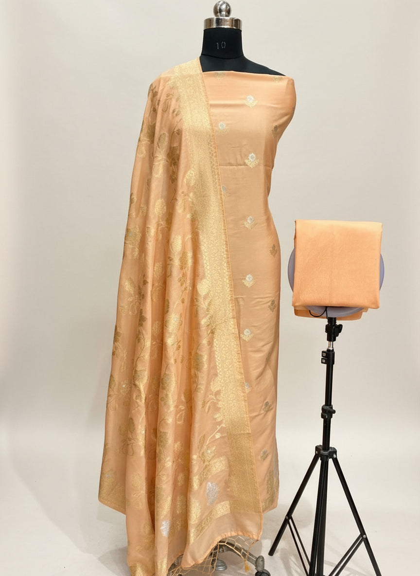 ✨ VLS 457 – Moonga Chiniya Silk 3-Piece Dress Material