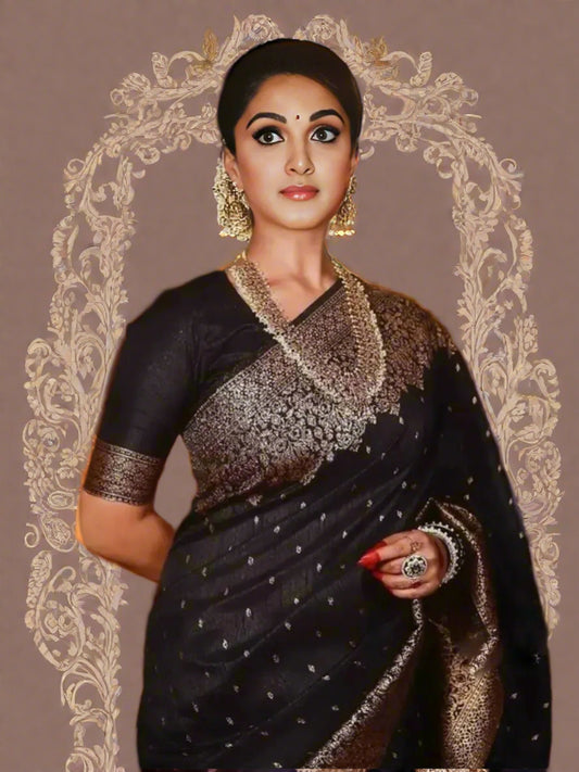 Kiara Advani Inspired Banarasi Premium Katan Silk Soft Saree – Golden Zari Weaving