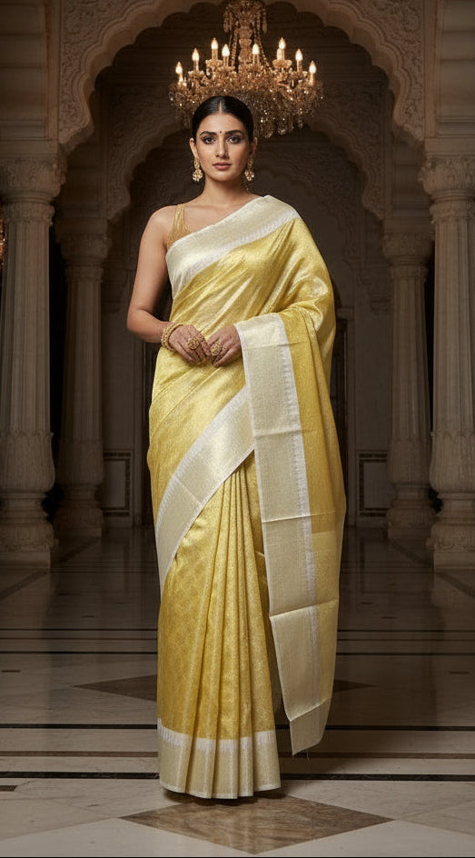 Glass Tissue Check Design Banarasi Saree – Grandeur Collection (VLS 450)