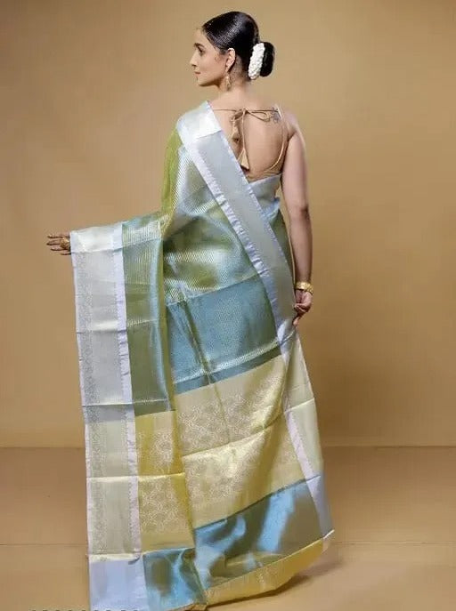 Alia Bhatt-Inspired Glass Tissue Brocade Banarasi Saree